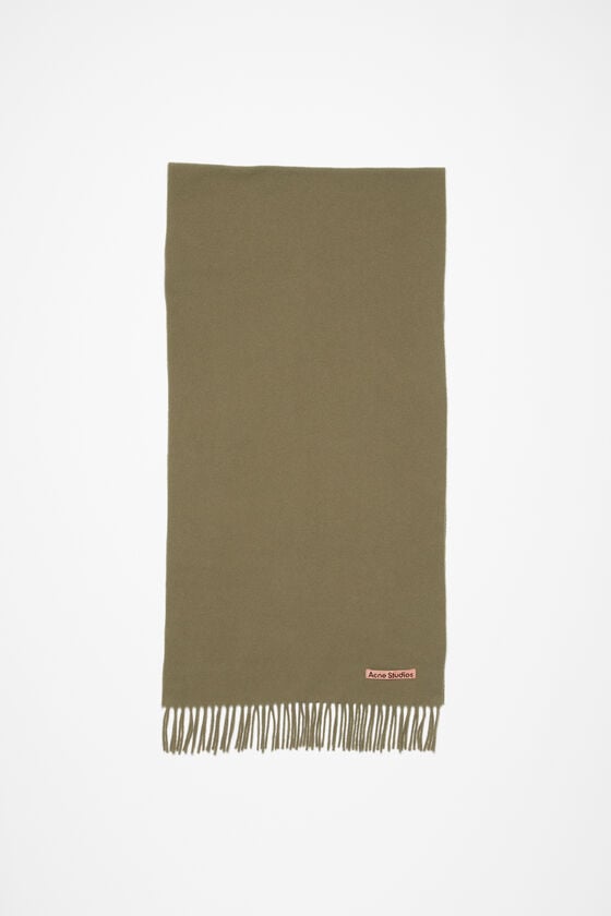 Acne Studios - Fringe wool scarf - Narrow - Khaki green